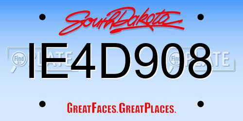 IE4D908 South Dakota License Plate