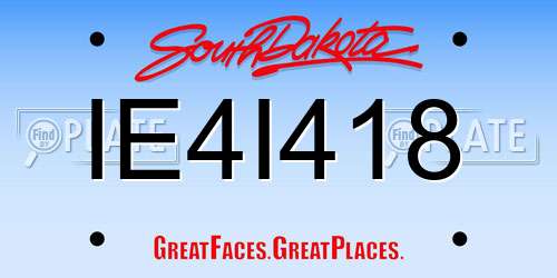 IE4I418 South Dakota License Plate