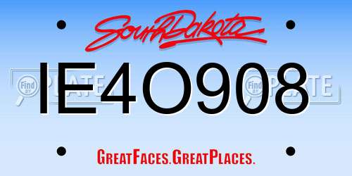 IE4O908 South Dakota License Plate