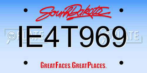 IE4T969 South Dakota License Plate