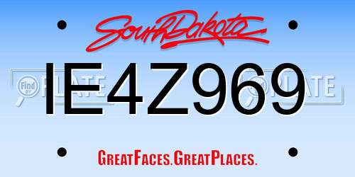 IE4Z969 South Dakota License Plate