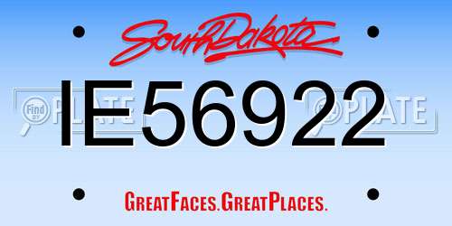 IE56922 South Dakota License Plate