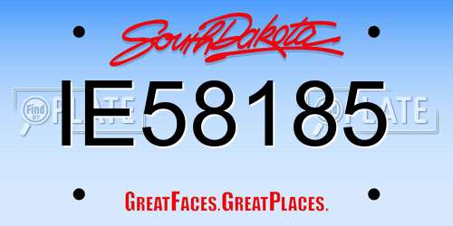 IE58185 South Dakota License Plate