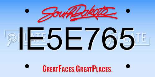 IE5E765 South Dakota License Plate