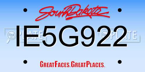 IE5G922 South Dakota License Plate