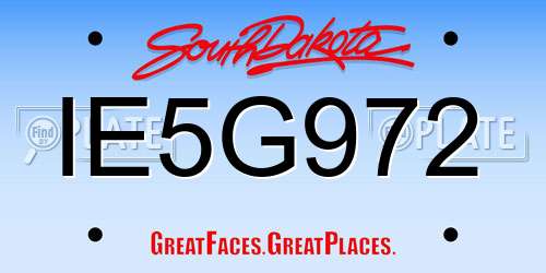 IE5G972 South Dakota License Plate