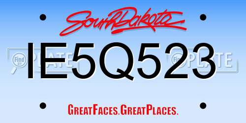 IE5Q523 South Dakota License Plate