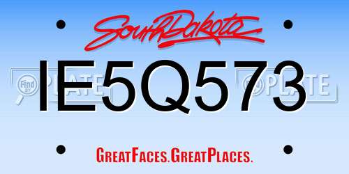 IE5Q573 South Dakota License Plate