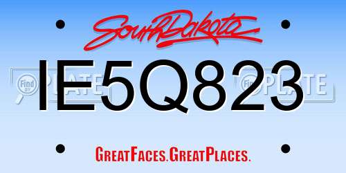 IE5Q823 South Dakota License Plate