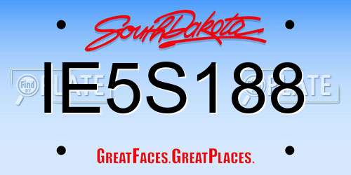 IE5S188 South Dakota License Plate