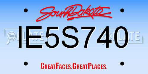IE5S740 South Dakota License Plate