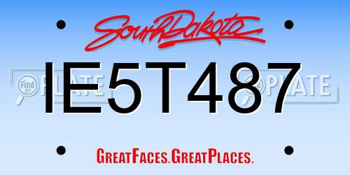 IE5T487 South Dakota License Plate