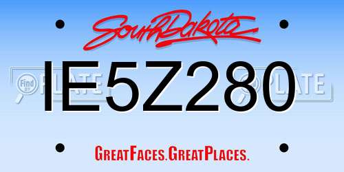 IE5Z280 South Dakota License Plate