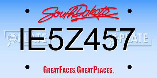 IE5Z457 South Dakota License Plate