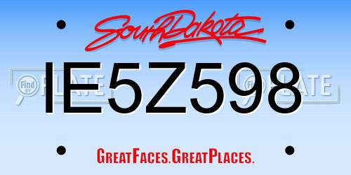 IE5Z598 South Dakota License Plate