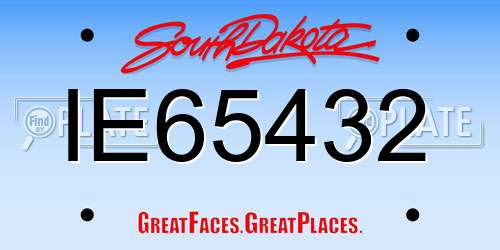 IE65432 South Dakota License Plate