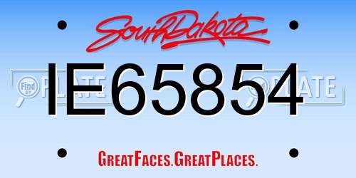 IE65854 South Dakota License Plate