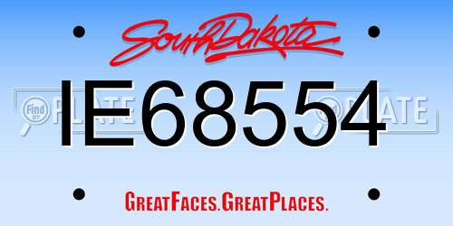 IE68554 South Dakota License Plate