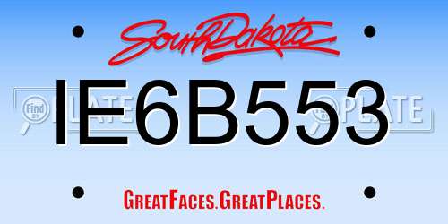 IE6B553 South Dakota License Plate