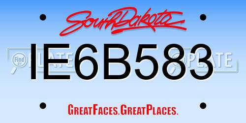 IE6B583 South Dakota License Plate