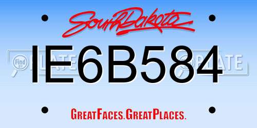 IE6B584 South Dakota License Plate