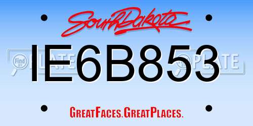 IE6B853 South Dakota License Plate