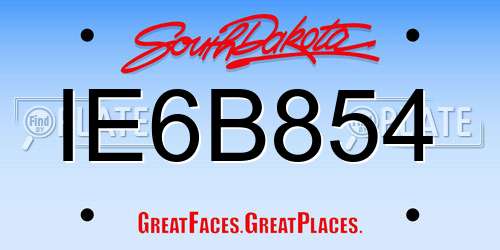 IE6B854 South Dakota License Plate