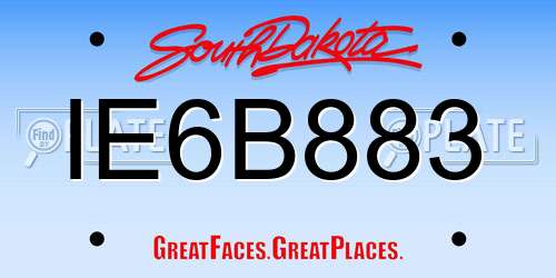 IE6B883 South Dakota License Plate