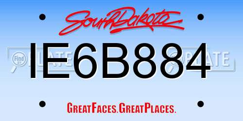 IE6B884 South Dakota License Plate