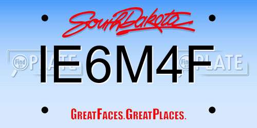 IE6M4F South Dakota License Plate