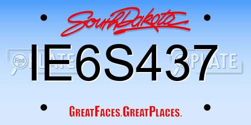 IE6S437 South Dakota License Plate