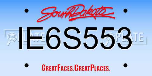 IE6S553 South Dakota License Plate