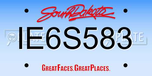 IE6S583 South Dakota License Plate