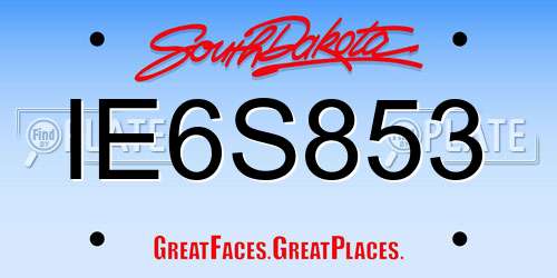 IE6S853 South Dakota License Plate