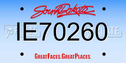IE70260 South Dakota License Plate