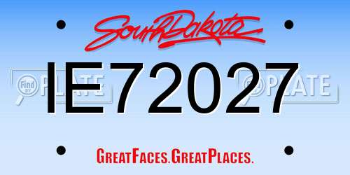 IE72027 South Dakota License Plate