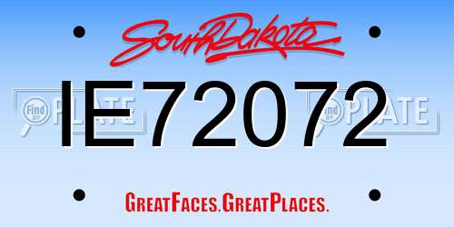 IE72072 South Dakota License Plate