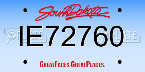 IE72760 South Dakota License Plate