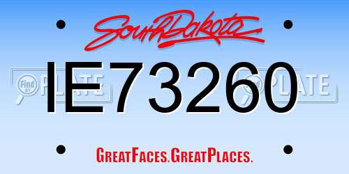 IE73260 South Dakota License Plate