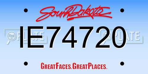 IE74720 South Dakota License Plate
