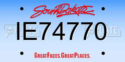 IE74770 South Dakota License Plate