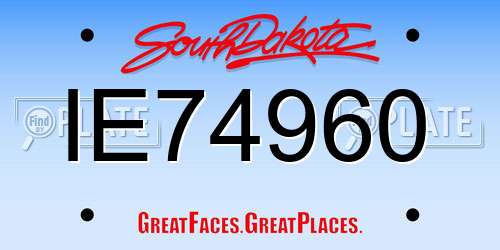 IE74960 South Dakota License Plate