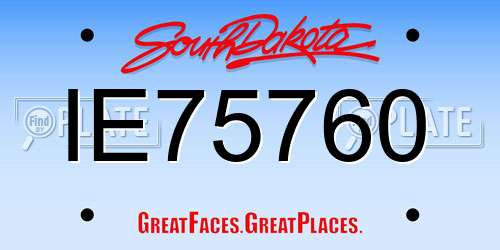 IE75760 South Dakota License Plate