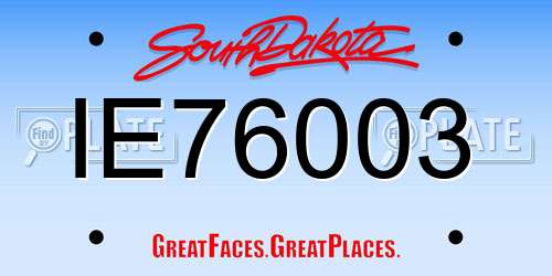 IE76003 South Dakota License Plate