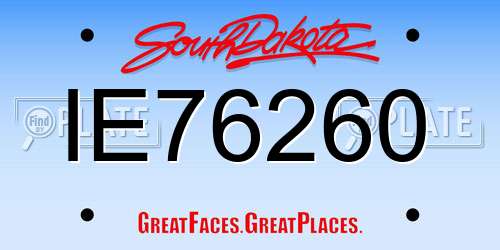 IE76260 South Dakota License Plate