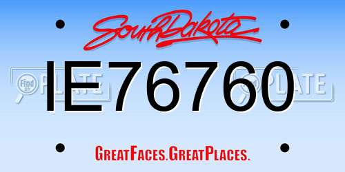 IE76760 South Dakota License Plate