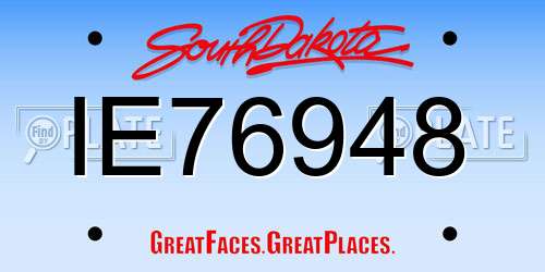 IE76948 South Dakota License Plate