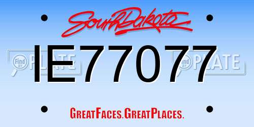 IE77077 South Dakota License Plate