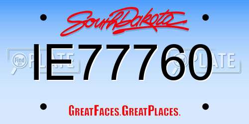 IE77760 South Dakota License Plate