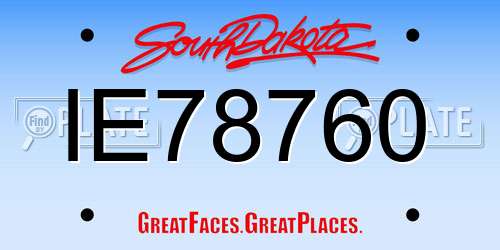 IE78760 South Dakota License Plate